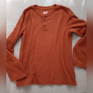 Orange Long Sleeve Henley Shirt L 10/12